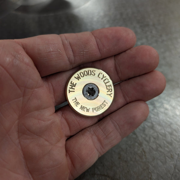 Bentley Components x The Woods Cyclery Brass Top Cap