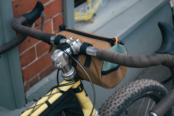 Wizard Works X The Woods Cyclery Lil Presto Barrel Bag - Camel Pistachio
