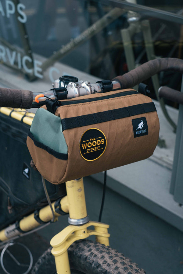 Wizard Works X The Woods Cyclery Lil Presto Barrel Bag - Camel Pistachio