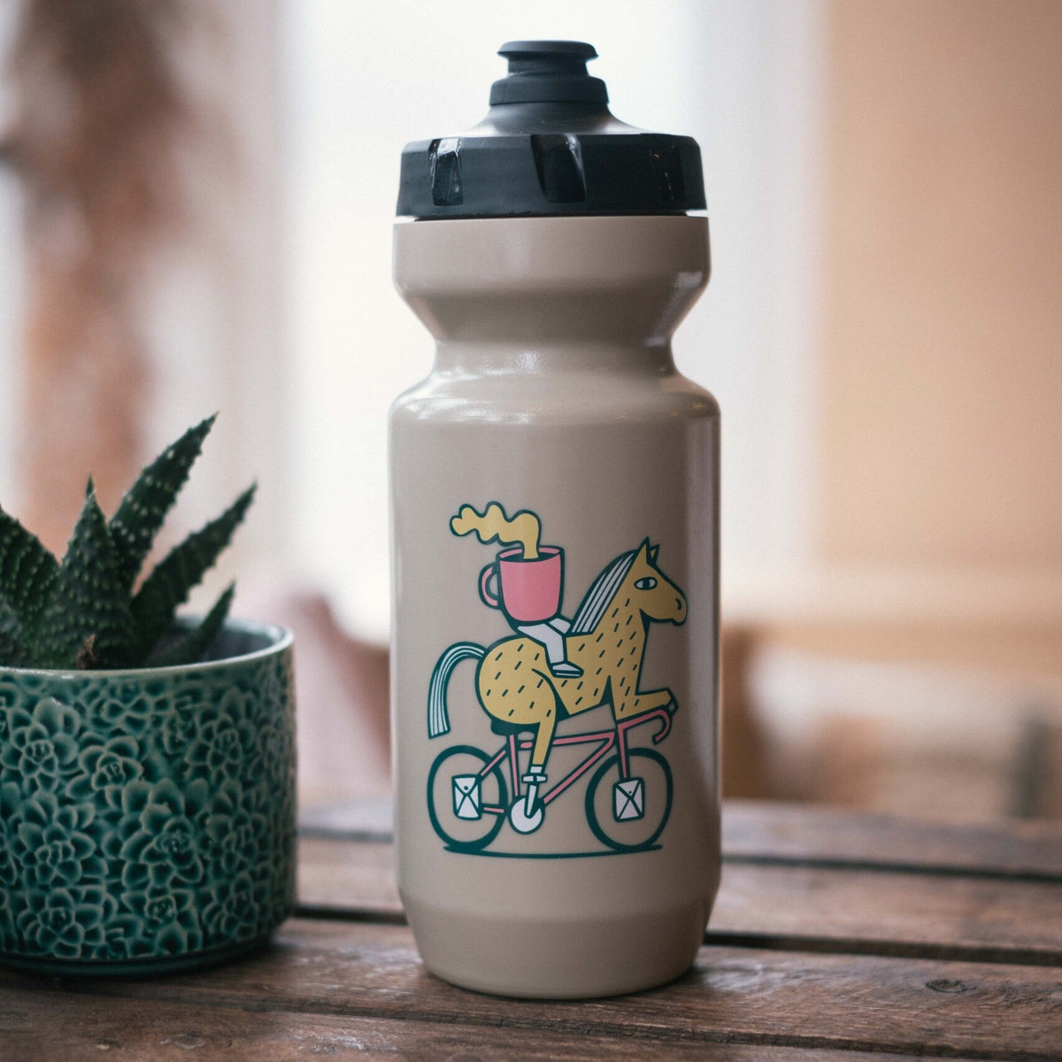 Woods Bikes and Brews Bottle Tan 'Horse' 22oz The Woods Cyclery