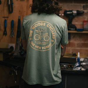 The Woods Cyclery Logo T-Shirt - Sage Green