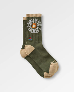 Passenger Made to Roam Graphic Crew Socks - Khaki