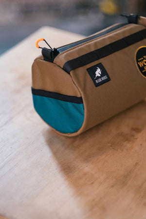Wizard Works X The Woods Cyclery Lil Presto Barrel Bag - Tan / Teal
