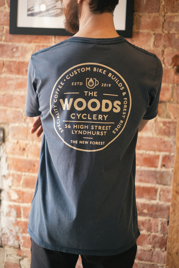 The Woods Cyclery T-shirt 'Stone washed Blue'
