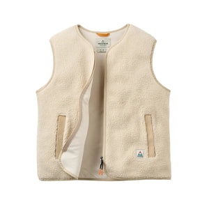 Passenger Women's Tawny Collarless Deep-Pile Sherpa Gilet - Oat
